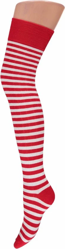 Over Kniekousen Met Strepen | Rood|wit | Maat 36/41 | Kniekousen | Kniekousen Carnaval | Kniekousen Dames | Party | Feestartikelen | Apollo
