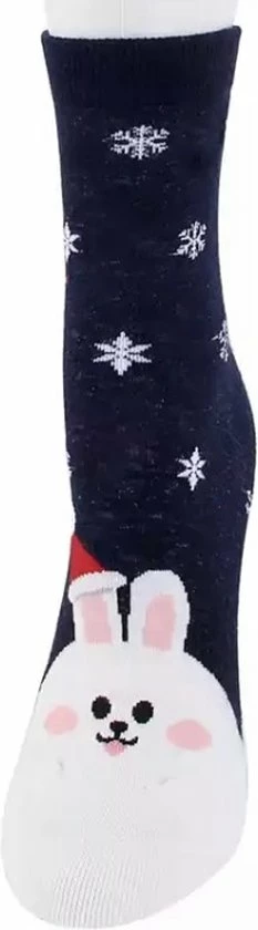 Merkloos Kerstthema Sokken - Winterthema Sokken - Kerstsokken - Konijn - Unisex Maat 36 - 41