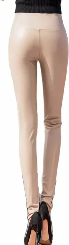 Merkloos Lederlook Leggings- Legging Dames - Legging Lederlook - Legging Meisje - Legging Dames Volwassenen - Legging Dames Leather - High-Waist Dames Hoge Taille - Leggings - Push-Up - Up-Fit- Maat S-M