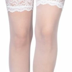 Annes Styling Annes Dunne Matte Hold Up Kousen Cecile 20 Denier Met Extra Brede Kanten Rand, Wit Maat XL/XXL (5/6) -Exporteren beenmode winkel 265x840