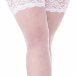 Annes Styling Annes Dunne Matte Hold Up Kousen Cecile 20 Denier Met Extra Brede Kanten Rand, Wit Maat XL/XXL (5/6)