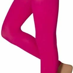 Dames Party Legging | 60 Denier | Fluor Rose | Maat L/XL | Neon Legging | Gekleurde Legging | Legging Carnaval | Apollo