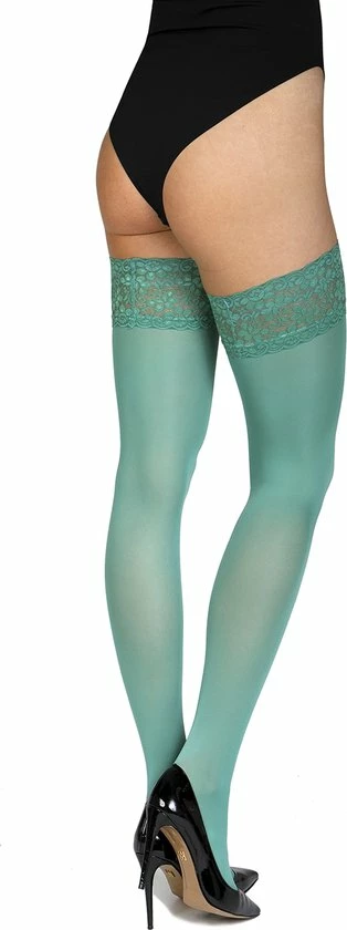 Annes Styling Annes Ondoorzichtige Hold Up Kousen Met Kanten Band Truss 60 Denier, Plus Size, Felgroen (Verdino), Maat XXL/XXXL ( 7/8) 4 Annes Styling Annes Ondoorzichtige Hold Up Kousen Met Kanten Band Truss 60 Denier, Plus Size, Felgroen (Verdino), Maat XXL/XXXL ( 7/8) - Afbeelding 2