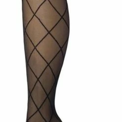 Bonnie Doon Dames Ruiten Panty 30 Denier Zwart Maat L/XL - Chique Panty - Ruit Dessin - Brede Boord - Comfort - Ruitjes - Diamant - Geruite Print - Rhombus Tights - Feestelijk - Black - BP201911.1