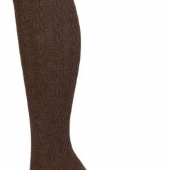 Bonnie Doon Bio Kabel Maillot Dames Donker Bruin Maat S/M - Ingebreid Kabel Patroon - Biologisch Katoen - Uitstekend Draagcomfort - Classic Cable Tights - OEKO-TEX - Gladde Naden - Klassiek - Donkerbruin - Shopping Bag Brown - BP211903.10