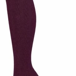 Bonnie Doon Bio Kabel Maillot Dames Donker Paars Maat L/XL - Ingebreid Kabel Patroon - Biologisch Katoen - Uitstekend Draagcomfort - Classic Cable Tights - OEKO-TEX - Gladde Naden - Klassiek - Paars/Rood - Crushed Violets - BP211903.17