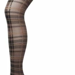 Bonnie Doon Dames Panty Met Ruiten 40 Denier Bruin Maat L/XL - Ruit Motief - Ruitjes Print - Uitstekende Pasvorm - Gladde Naden - London Checks Tights - Heerlijk Comfortabel - Shopping Bag Brown - BP211910.9