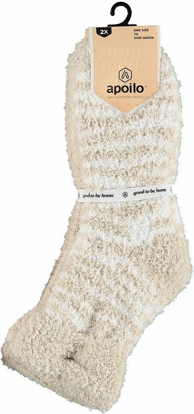 Apollo 2-Pak Dames Bedsokken/huissokken Beige/wit Maat 36-41 4 Apollo 2-Pak Dames Bedsokken/huissokken Beige/wit Maat 36-41 - Afbeelding 2