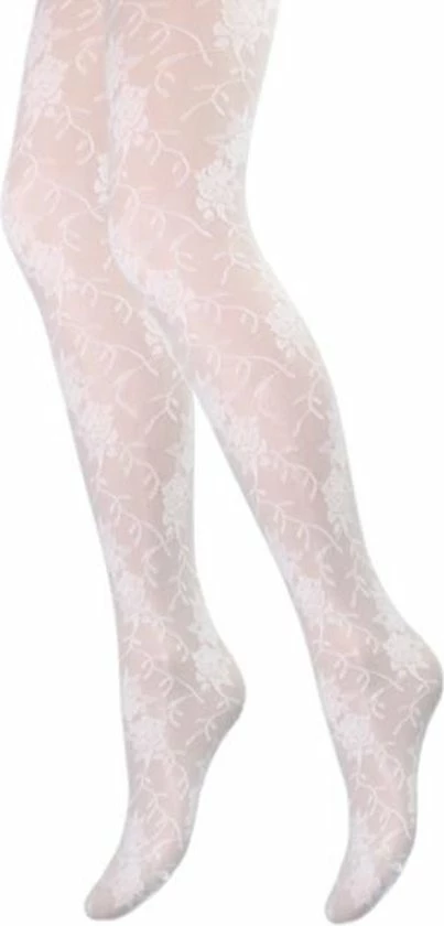 Merkloos Panty - Gebloemd Motief - Wit - Maat XXL 3 Merkloos Panty - Gebloemd Motief - Wit - Maat XXL