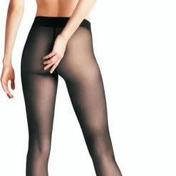 FALKE Sneaker Versterkte Fijne Panty Zonder Patroon Transparante Dunne Met Sneaker Sok Sheer 20 Denier Zwart Dames Panty - Maat S-M