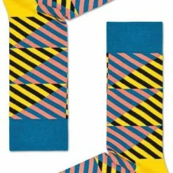 Happy Socks Diagonal Stripe Sokken, Geel - Maat 36-40