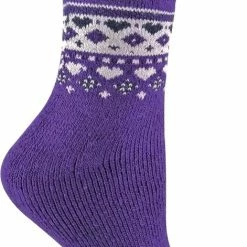 Merkloos Sock Snob - Dames Turn Over Top Warme Thermische Winter Nordic Sokken| 37-42 | Paars