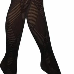 Bonanza Fantasy Panty - Motief - Geruit/Gestreept - Zwart - Maat M (40-42)