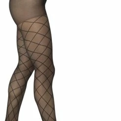 Bonnie Doon Dames Ruiten Panty 30 Denier Zwart Maat L/XL - Chique Panty - Ruit Dessin - Brede Boord - Comfort - Ruitjes - Diamant - Geruite Print - Rhombus Tights - Feestelijk - Black - BP201911.1 -Exporteren beenmode winkel 511x840 4