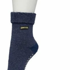 Bonnie Doon Huissokken Met Anti-Slip Voor Dames Jeans Blauw Maat 36/42 - Warme Slofsokken - Badstof Binnenzijde - Zeer Zachte Winter Sokken - Thuis Sokken - Home Socks - Niet Knellend - Gladde Naden - Katoen - Gemeleerd - Jeans Heather - BP211124