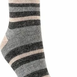 Merkloos Alpaca Sokken Bruin/grijs Gestreept - Warme Sokken - 2 Paar - Maat 39/42