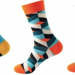 Merkloos Happy Footwear Sokken Multicolor Giftbox - Groen - Blauw - Meerkleurig - Stippen - Heren 41 46