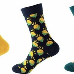 Merkloos Happy Footwear Sokken Fruit Giftbox - Maat 41-46 - Groen - Zwart - Geel - Heren 41 46