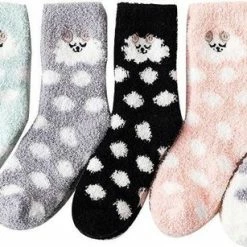 GrandSock Warme Sokken Dames - Huissokken - Fluffy Sokken - 5 Paar - Print Schaapjes - Wit / Grijs / Blauw / Roze - 36-40 - Zacht -Exporteren beenmode winkel 550x307
