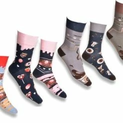 More Fashion - Dames Sokken - 35/38 - 4-Pack - Coffee & Cake - MADE IN EU