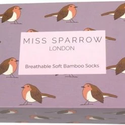 Merkloos Miss Sparrow - Roodborstjes - Cadeaudoos - Bamboe Damessokken