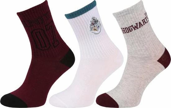 Harry Potter - Dames Lange Sokken, 3 Paar Warme Sokken, Bordeaux, Grijs, Wit OEKO-TEX / 37-42 3 Harry Potter - Dames Lange Sokken, 3 Paar Warme Sokken, Bordeaux, Grijs, Wit OEKO-TEX / 37-42