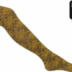 Bonnie Doon Panty Met Kant 60 Denier Geel Dames Maat 42/44 XL - Kanten Bloem Motief - Tekent Niet - Bloemen Print - Chique Bloemenprint - Gladde Naden - Maximaal Draagcomfort - Oker Geel - Goud - Old Gold - BN251966.15