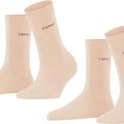 Esprit Uni 2-Pack Zacht Biologisch Zonder Motief Ondoorzichtig Mid-rise Comfortabel Set Katoen Multipack Roze Dames Sokken - Maat 35-38