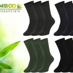 Bamboo Essentials - Bamboe Sokken Heren 43 46 - 12 Paar - Zwart Navy Antraciet Groen - Lange Sokken - Kousen Heren Sokken - Anti Zweet - Duurzaam