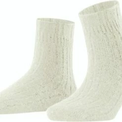 FALKE Bedsock Rib Versterkte Patroonloze Cottage Sokken Ademend Zacht En Houdt De Huid Warm In Bed Merinowol Kasjmier Wit Dames Sokken - Maat 35-38