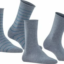FALKE Happy Stripe 2-Pack Zacht Met Motief Versterkt Hoogwaardig Mid-rise Robuust Ademend Dekkend Set Kort Gestreept Katoen Multipack Grijs Dames Sokken - Maat 35-38 -Exporteren beenmode winkel 550x391