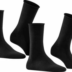 FALKE Happy 2-Pack Zacht Zonder Motief Versterkt Hoogwaardig Mid-rise Robuust Ademend Dekkend Set Katoen Multipack Zwart Dames Sokken - Maat 35-38 -Exporteren beenmode winkel 550x392