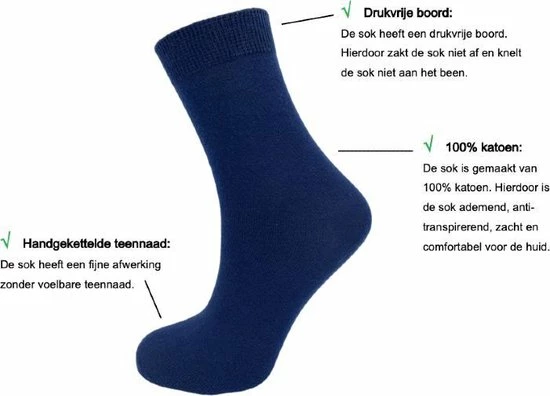 Bonanza 10 Paar Damessokken - 100% Katoen - Naadloos - Donkerblauw - Maat 39-42 4 Bonanza 10 Paar Damessokken - 100% Katoen - Naadloos - Donkerblauw - Maat 39-42 - Afbeelding 2