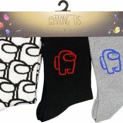 POPMERCH Among Us Outline 3 Pack Sokken - Officiële Merchandise