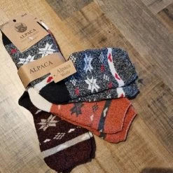 Merkloos 3 Paar - 100% Alpaca Wollen Sokken - Maat 38-42 - Wintersokken - Thermo - Huissokken - Kerstsokken - Kado Artikel