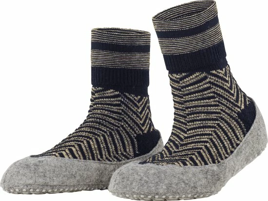 FALKE Cosyshoe Herringbone Slofsok Lang Met Patroon Met Anti-slip Noppen Gestreept Maagdelijke Wol Blauw Dames Sokken - Maat 41-42 3 FALKE Cosyshoe Herringbone Slofsok Lang Met Patroon Met Anti-slip Noppen Gestreept Maagdelijke Wol Blauw Dames Sokken - Maat 41-42
