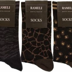 Merkloos Rameli Dames Sokken Dieren Print - Zonder Voelbare Teennaad - 3-pack - Bruin/Zwart - Maat 36-41 -Exporteren beenmode winkel 550x414