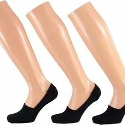 Apollo Zwarte Sneaker Sokken Met Siliconen Hiel Voor Dames 3 Pak 36-41