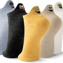 Jollysta Jolly Socks - 5 Paar Sneakersokken Dames - Grappige Sokken - Enkelsokken Dames - Funny Socks - Vrolijke Sokken - Leuke Sokken - Smiley Sokken - Maat 35-42 - Blauw, Zwart, Geel, Lichtbruin En Wit -Exporteren beenmode winkel 550x432 2