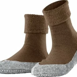FALKE Cosyshoe Slofsokken Comfortabel Warm Winter Antislip Ondoorzichtig Zacht Mid-rise Met Vilten Zool Zonder Motief Met Noppen Merinowol Bruin Dames Sokken - Maat 41-42