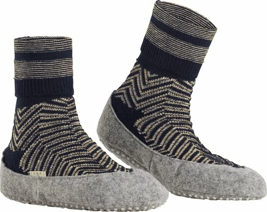 FALKE Cosyshoe Herringbone Slofsok Lang Met Patroon Met Anti-slip Noppen Gestreept Maagdelijke Wol Blauw Dames Sokken - Maat 37-38 6 FALKE Cosyshoe Herringbone Slofsok Lang Met Patroon Met Anti-slip Noppen Gestreept Maagdelijke Wol Blauw Dames Sokken - Maat 37-38 - Afbeelding 4