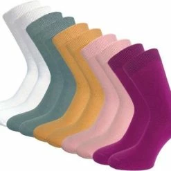 10 Paar Damessokken - SQOTTON - 100% Katoen - Naadloos - Sorbet - Maat 35-38