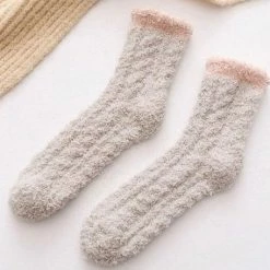 Merkloos Sokken - Huissokken Dames - Slofsokken - Bedsokken - Dikke Sokken - Wollen Sokken - 2 Paar - Beige