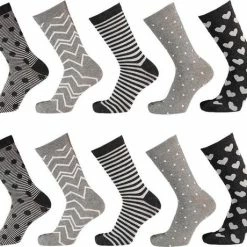 Apollo Grappige Sokken - Funny Socks - Sokken Dames - Moederdag Cadeautje - Cadeau Voor Vrouw - Patroon Grijs - Maat 36/41 - 10 Paar