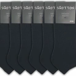 6 Paar Badstof Sneakersokken - SQOTTON - Zwart - Maat 43-46 -Exporteren beenmode winkel 550x477