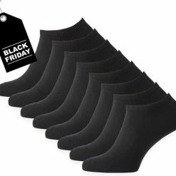 Merkloos Zwarte Enkelsokken - Maat 35/38 - 8 Paar - Naadloos - Katoen