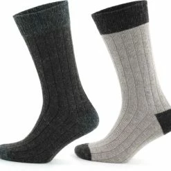 GoWith-wollen Sokken-alpaca Sokken-huissokken-2 Paar-warme Sokken-wintersokken-thermosokken-huissokken-bruin-beige-maat 39-42
