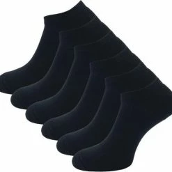 6 Paar Badstof Sneakersokken - SQOTTON - Zwart - Maat 35-38