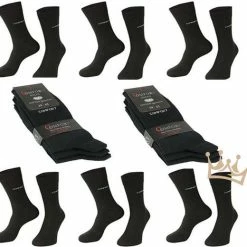 Comfort Luxe Katoenen Heren Sokken - Naadloos - Ruime Boord - Wijde Boord - 6 Paar - Zwart - Maat 39-42 *Cadeau TIP!!!*