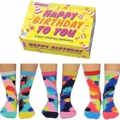 United Oddsocks ODD SOCKS Damessokken Happy Birthday Multipack Mismatched 37-42 Cadeau Doos Verjaardag